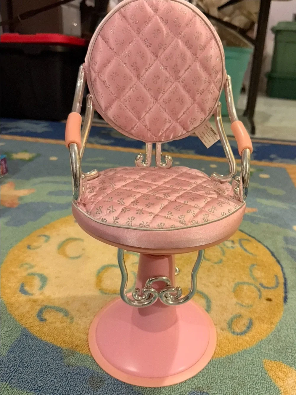 Pink Quilted Accent Chair for Doll Display